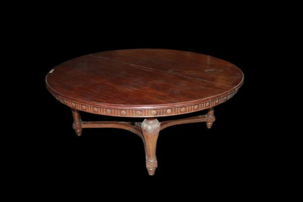 Grande tavolo francese di inizio 1800, stile Luigi XVI, in legno di mogano