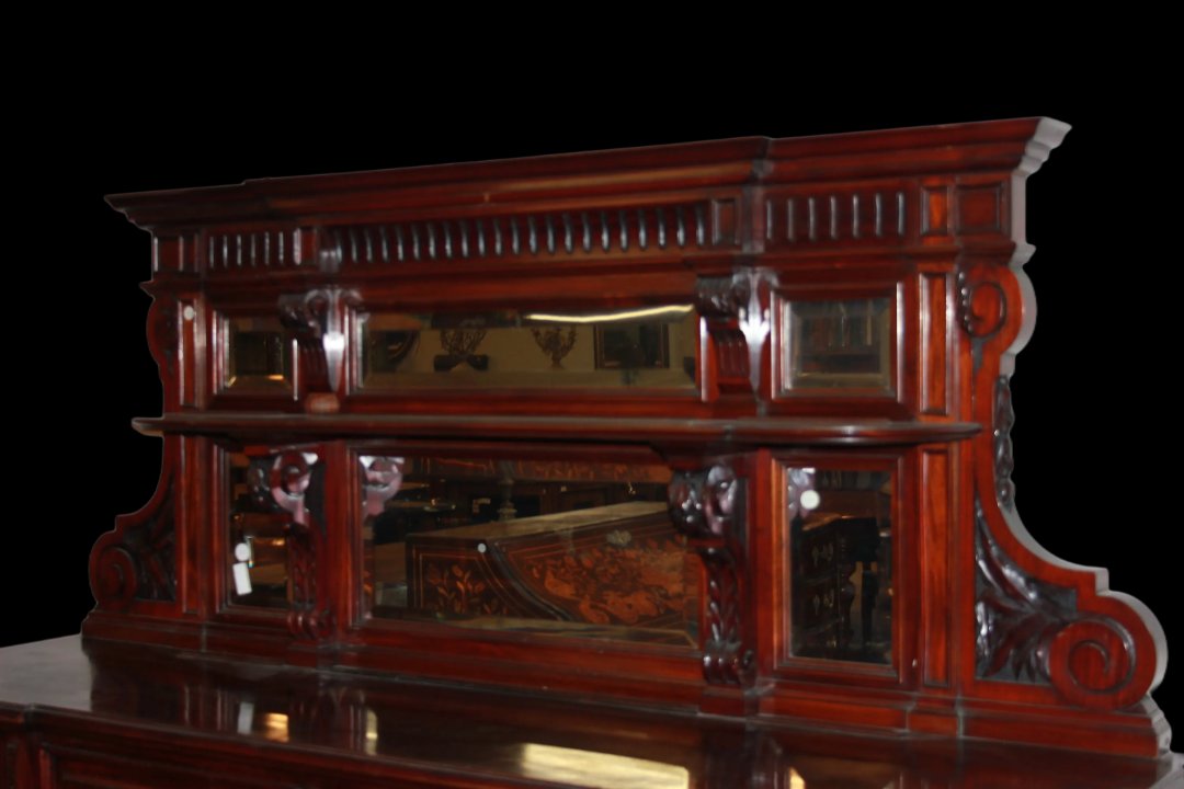 Coppia di grandi servante provenienza Belgio di metà del 1800, stile Luigi Filippo, in legno di-photo-3