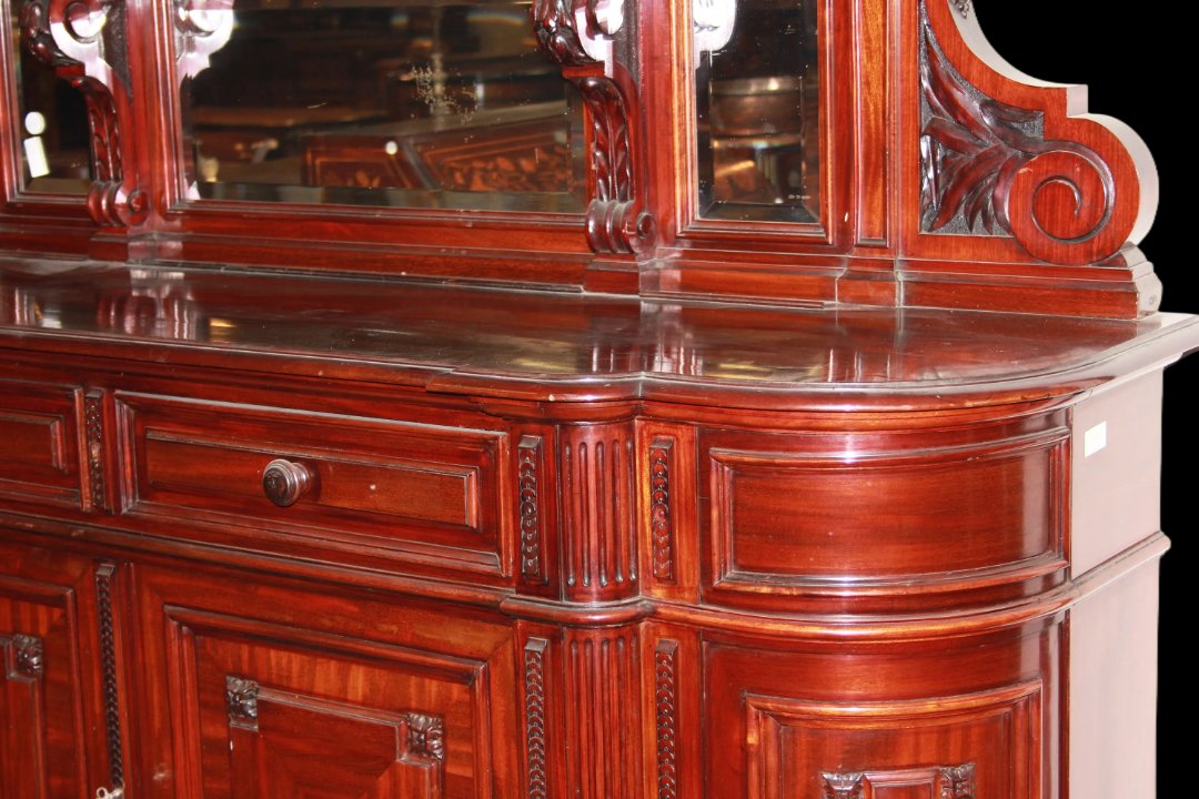 Coppia di grandi servante provenienza Belgio di metà del 1800, stile Luigi Filippo, in legno di-photo-1