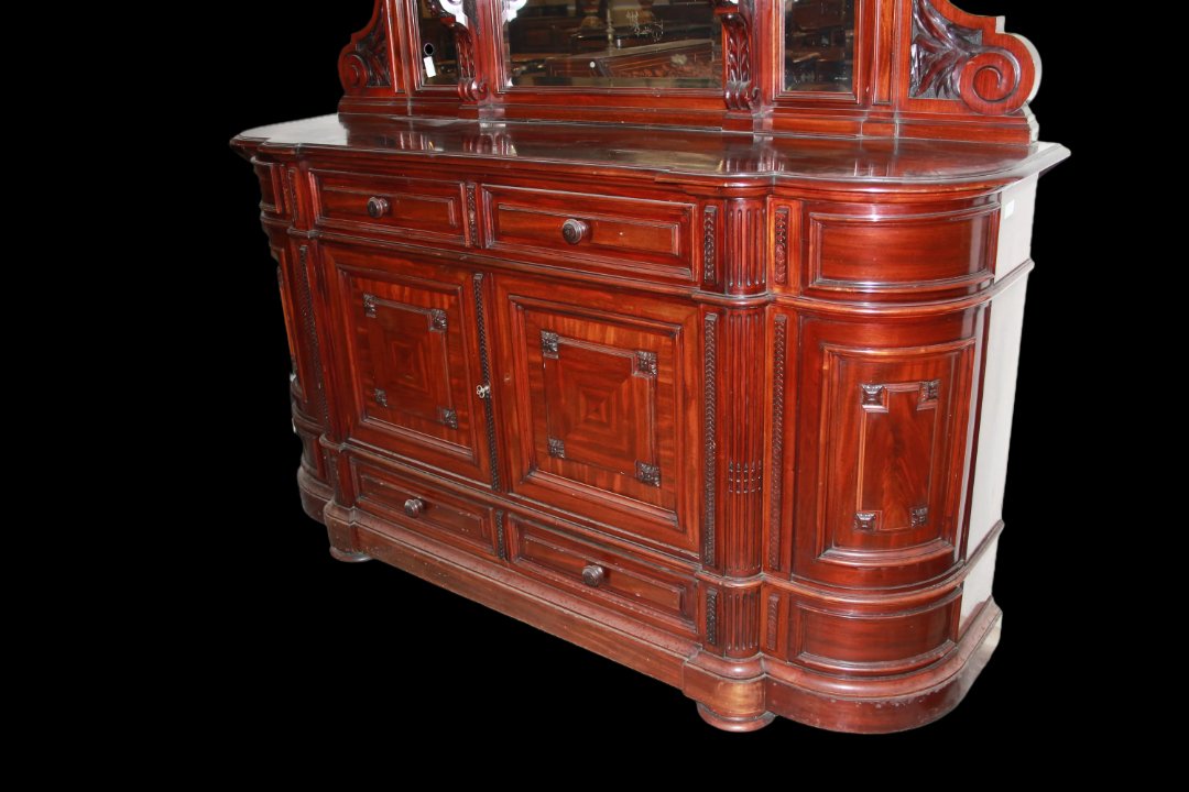 Coppia di grandi servante provenienza Belgio di metà del 1800, stile Luigi Filippo, in legno di-photo-3