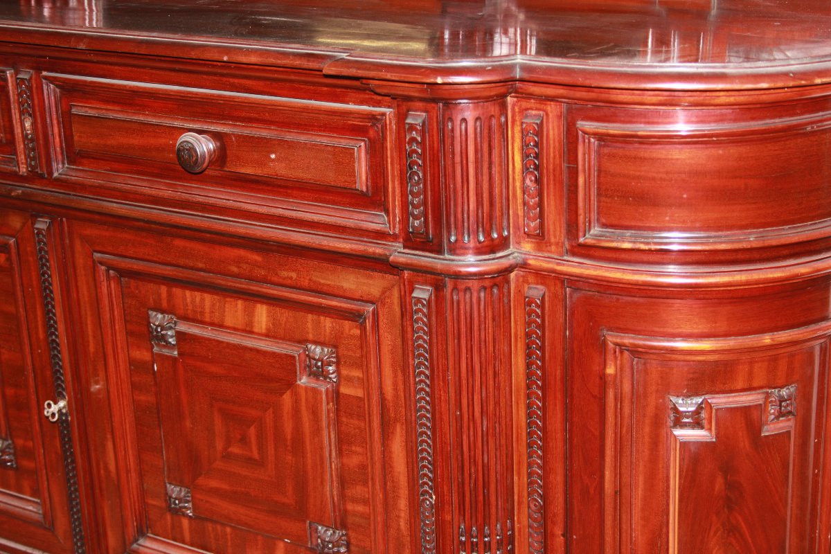 Coppia di grandi servante provenienza Belgio di metà del 1800, stile Luigi Filippo, in legno di-photo-4