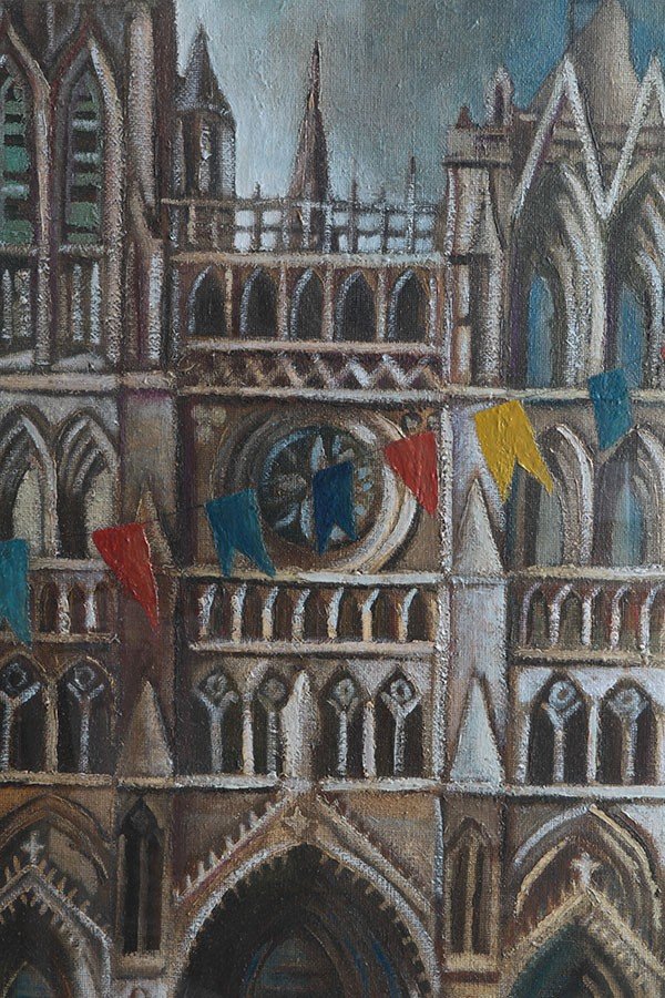 Olio su tela di Marcello Scuffi raffigurante "Madonna D'Aamiens" -photo-2