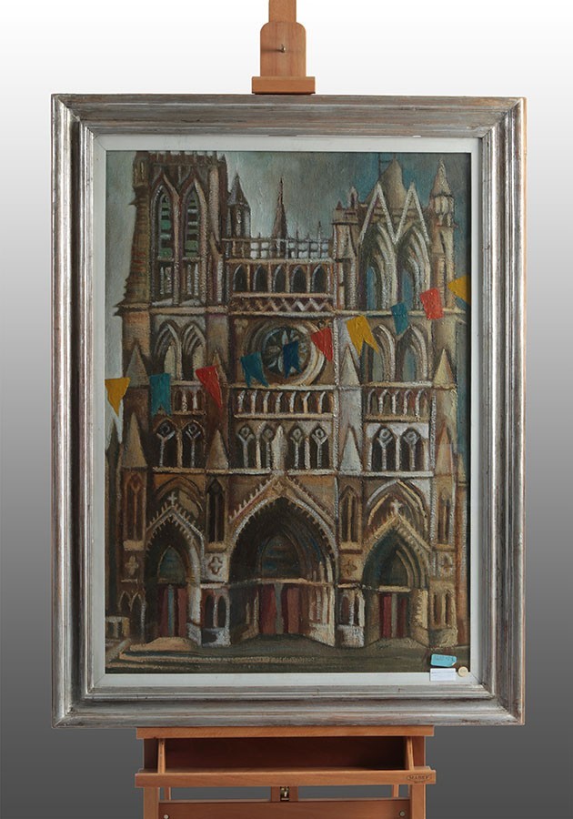 Olio su tela di Marcello Scuffi raffigurante "Madonna D'Aamiens" 