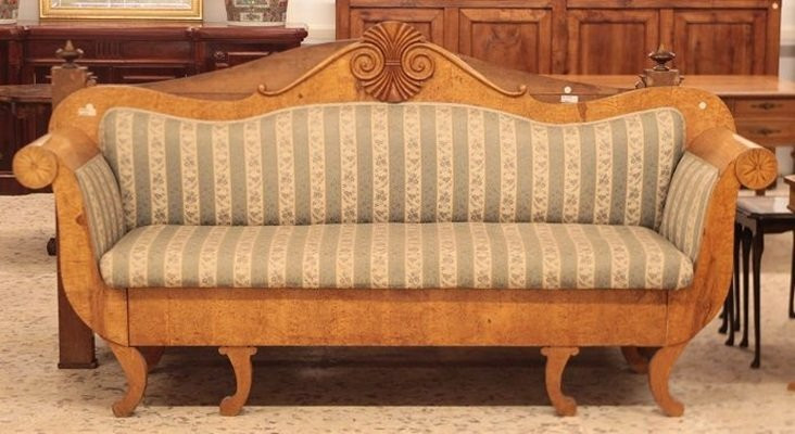 Divano russo della prima metà del 1800, stile Biedermeier, in legno di Betulla-photo-2