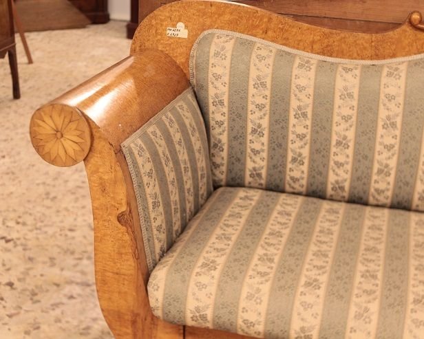 Divano russo della prima metà del 1800, stile Biedermeier, in legno di Betulla-photo-4