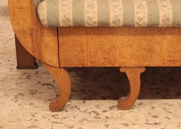 Divano russo della prima metà del 1800, stile Biedermeier, in legno di Betulla-photo-1