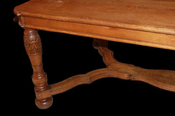 Tavolo allungabile francese della seconda metà del 1800 stile rustico in legno di rovere-photo-3