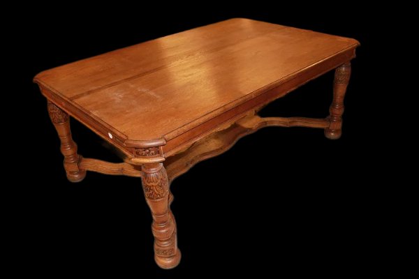 Tavolo allungabile francese della seconda metà del 1800 stile rustico in legno di rovere-photo-4