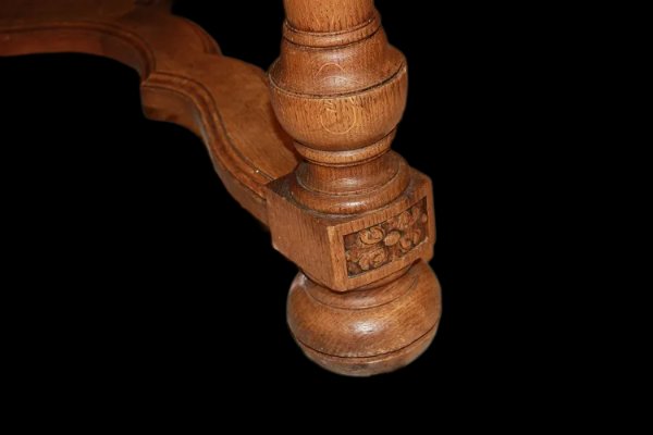 Tavolo allungabile francese della seconda metà del 1800 stile rustico in legno di rovere-photo-3