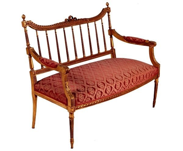 Salotto francese di metà 1800, stile Luigi XVI, composto da divano 2 poltrone e 2 sedie in legn-photo-3