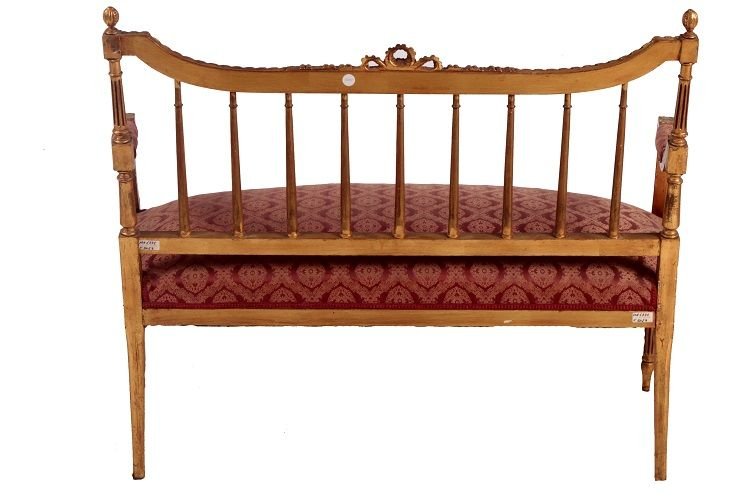 Salotto francese di metà 1800, stile Luigi XVI, composto da divano 2 poltrone e 2 sedie in legn-photo-2