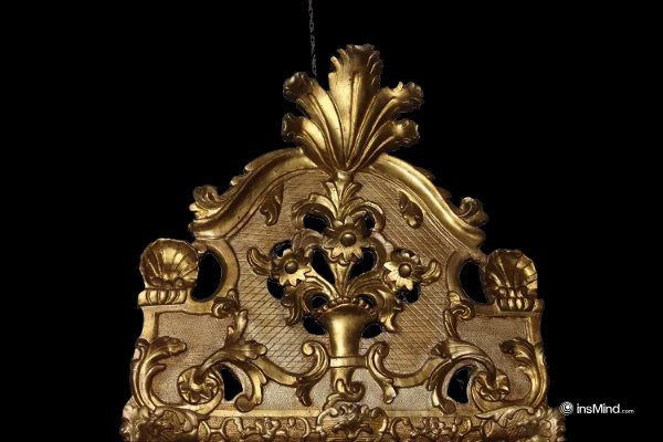 Specchiera francese della seconda metà del 1700 in legno dorato foglia oro. Presenta elaborata -photo-2