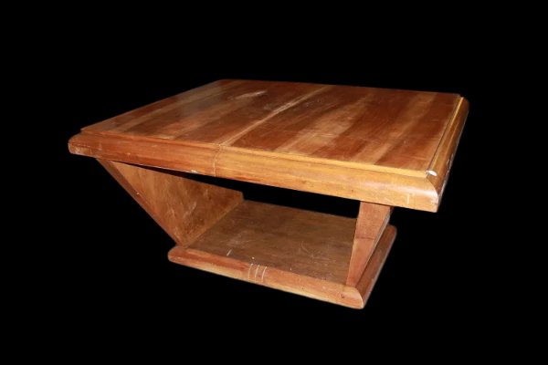 Tavolo rettangolare allungabile francese di inizio 1900, stile Decò, in legno di noce. Presenta-photo-4