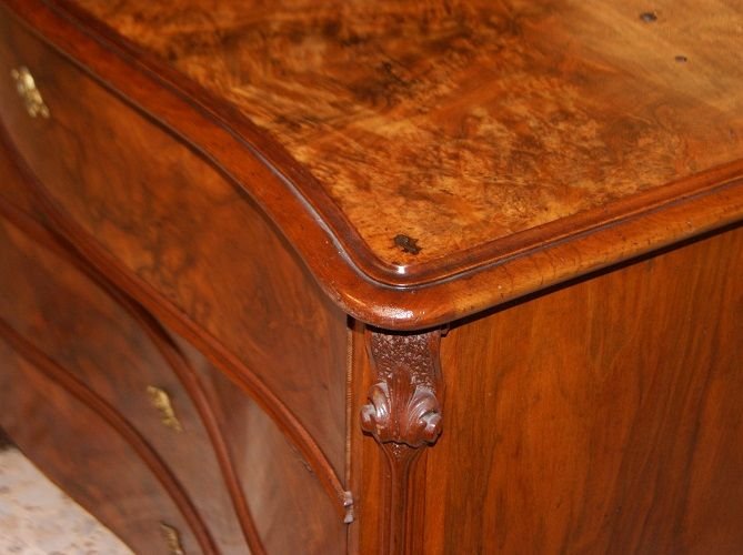 Piccolo comò comoncino Nord Europa della metà del 1800, sitle Biedermeier, in legno di noce-photo-4