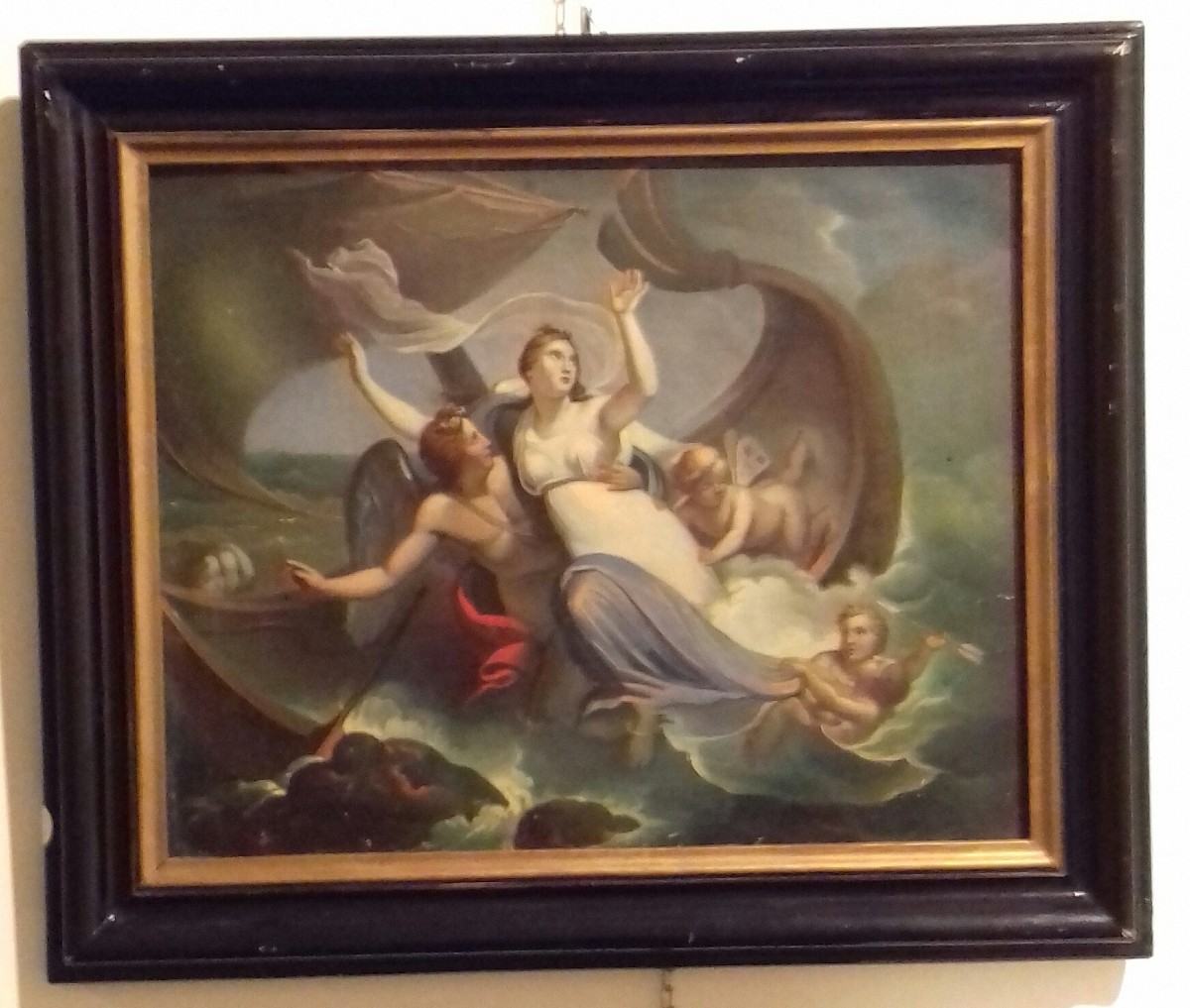 Olio su tela raffigurante scena mitologica. Provenienza: Est Europa Epoca: 2 metà sec. XIX. Dim