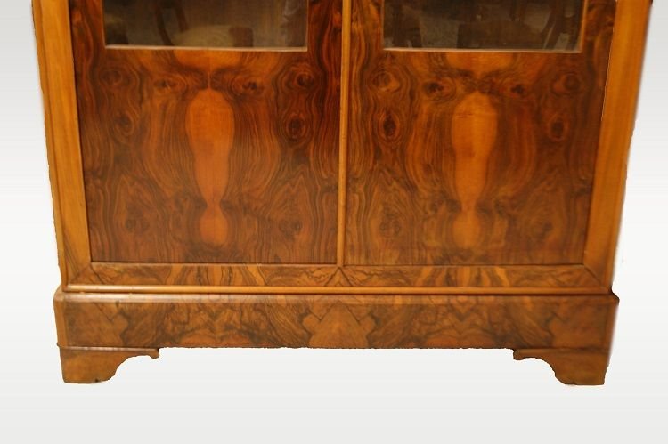 Libreria vetrina a 2 ante, francese della prima metà del 1800, stile Direttorio in legno di noc-photo-3