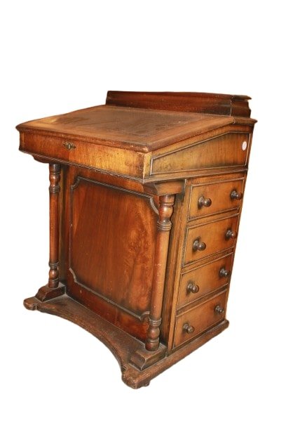 Davenport Inglese in Legno di Noce XIX secolo con piano in pelle-photo-2