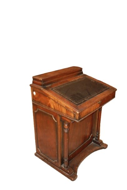 Davenport Inglese in Legno di Noce XIX secolo con piano in pelle-photo-3