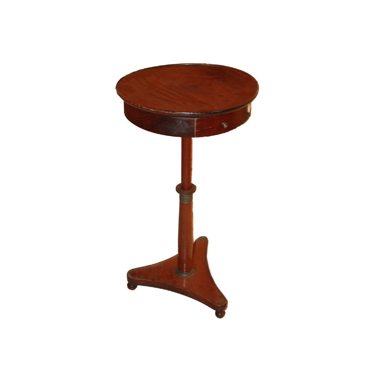 Tavolino Tondo a Stelo stile Impero in Legno di Mogano del 1800