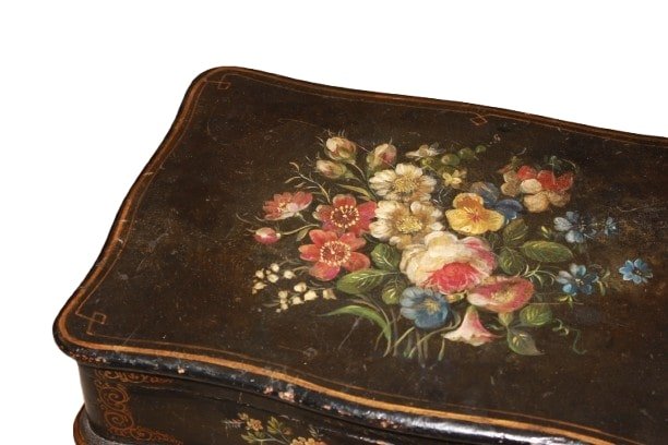 Tavolino da lavoro Vernis Martin Francese del 1800 Dipinto-photo-2