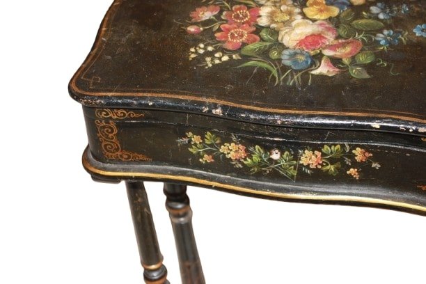 Tavolino da lavoro Vernis Martin Francese del 1800 Dipinto-photo-3