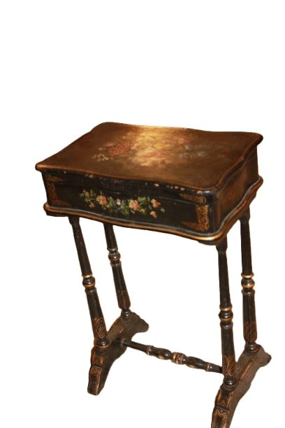 Tavolino da lavoro Vernis Martin Francese del 1800 Dipinto-photo-4