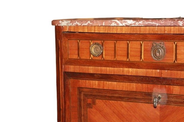 Secretaire Sitle Transizione con Bronzi e Piano in Marmo Rosso Francia-photo-2