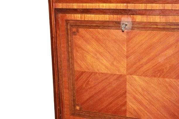 Secretaire Sitle Transizione con Bronzi e Piano in Marmo Rosso Francia-photo-3