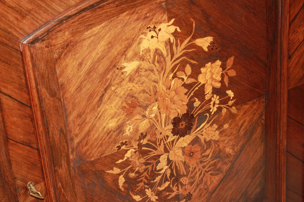 Credenza Parigina in Legno di Palissandro Riccamente Intarsiato-photo-3
