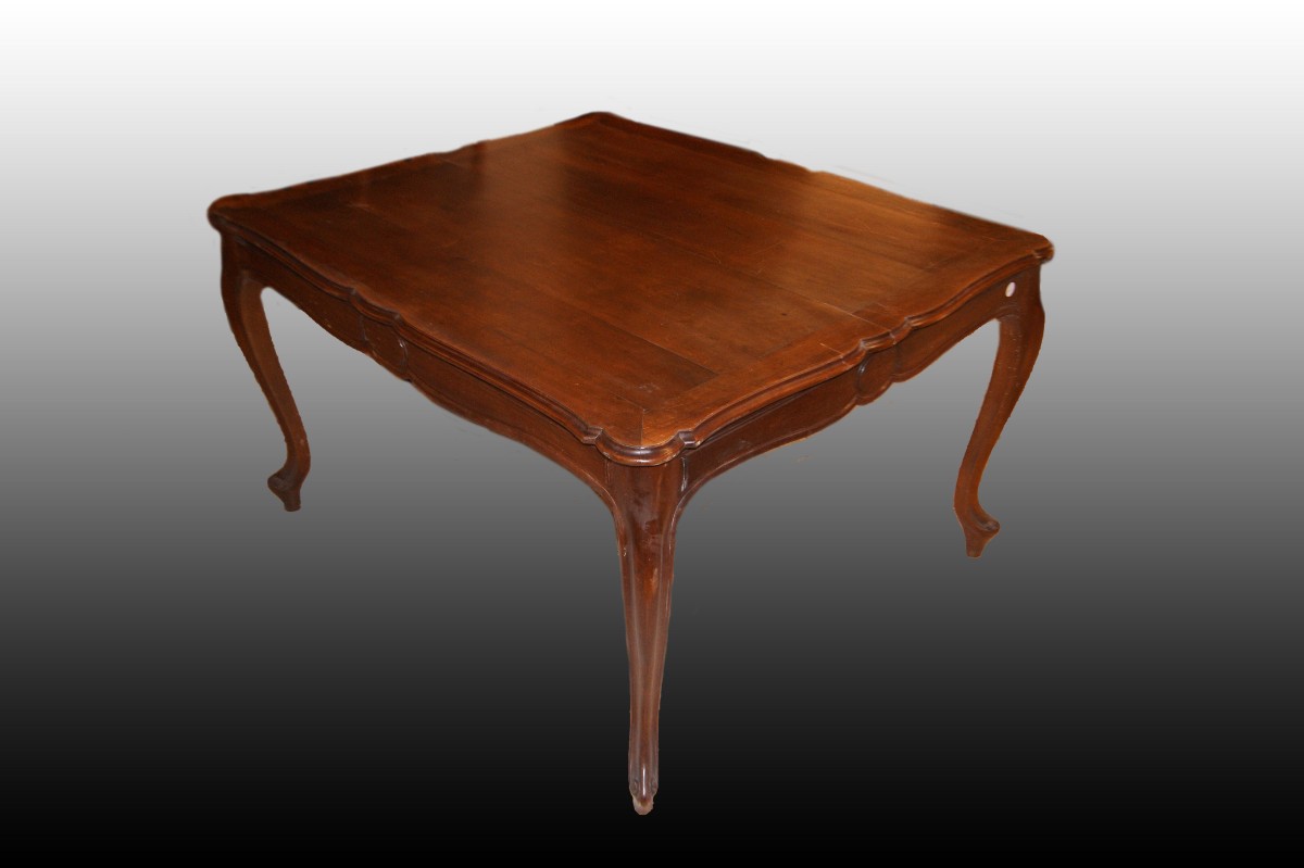 Tavolo quadrato allungabile francese di fine 1800. stile Provenzale, in legno di noce