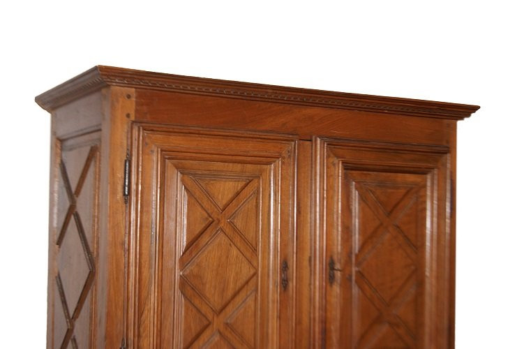 Bellissima credenza francese doppio corpo, della seconda metà 1700, stile Rustico in legno di n-photo-2