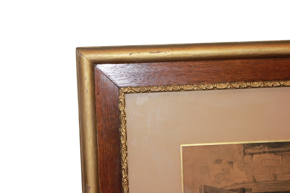 Pastello Francese del 1800 Raffigurante Scena Di Vita campestre Pastore con Gregge-photo-4