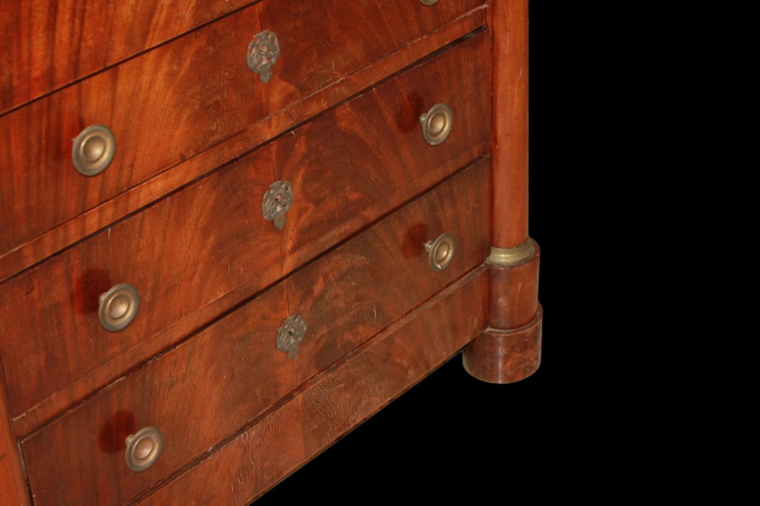 Piccolo cassettone francese della seconda metà del 1800, stile Impero, in legno di mogano-photo-4