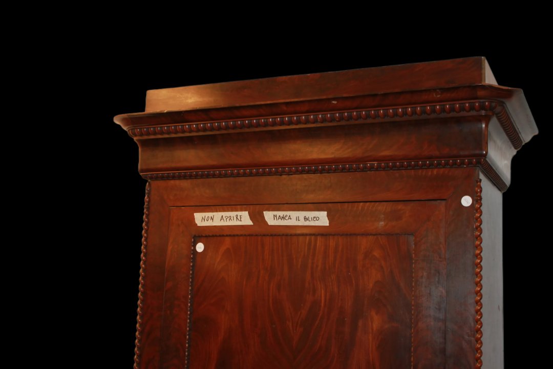 Armadio ad 1 porta francese della seconda metà del 1800, stile Direttorio, in legno di mogano-photo-2