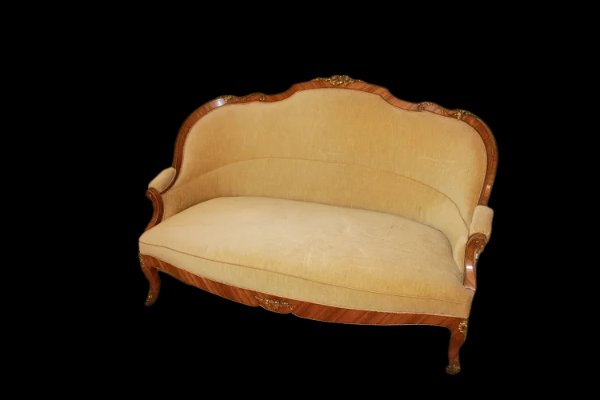 Salotto francese della seconda metà del 1800 stile Luigi XV in legno di bois de rose-photo-2