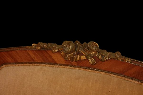 Salotto francese della seconda metà del 1800 stile Luigi XV in legno di bois de rose-photo-4