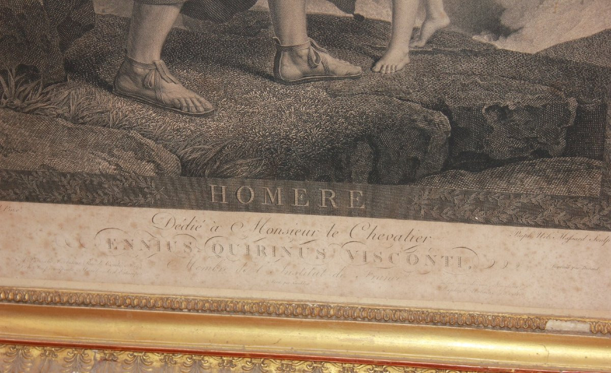 Coppia di grandi stampe francesi di metà del 1800 raffiguranti Omero e Belisario-photo-1