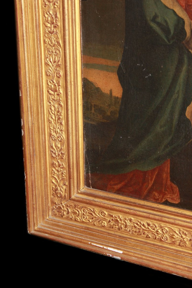 Olio su tela francese della seconda metà 1700 raffigurante Crocifissione di Gesù Cristo -photo-4