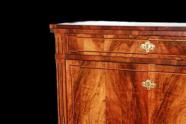 Bellissimo secretaire francese di fine 1700, stile Luigi XVI, in legno di noce fiammato-photo-2