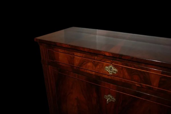 Bellissimo secretaire francese di fine 1700, stile Luigi XVI, in legno di noce fiammato-photo-6