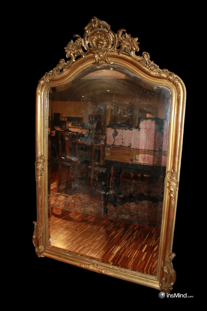 Bellissima grande specchiera francese della seconda metà del 1800, stile Luigi XV