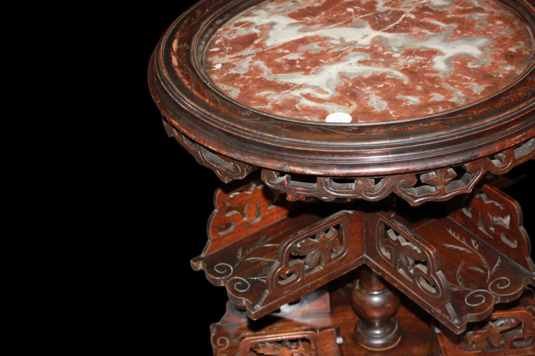 Tavolino da fumo francese di gusto orientale della seconda metà del 1800 in legno di noce-photo-2