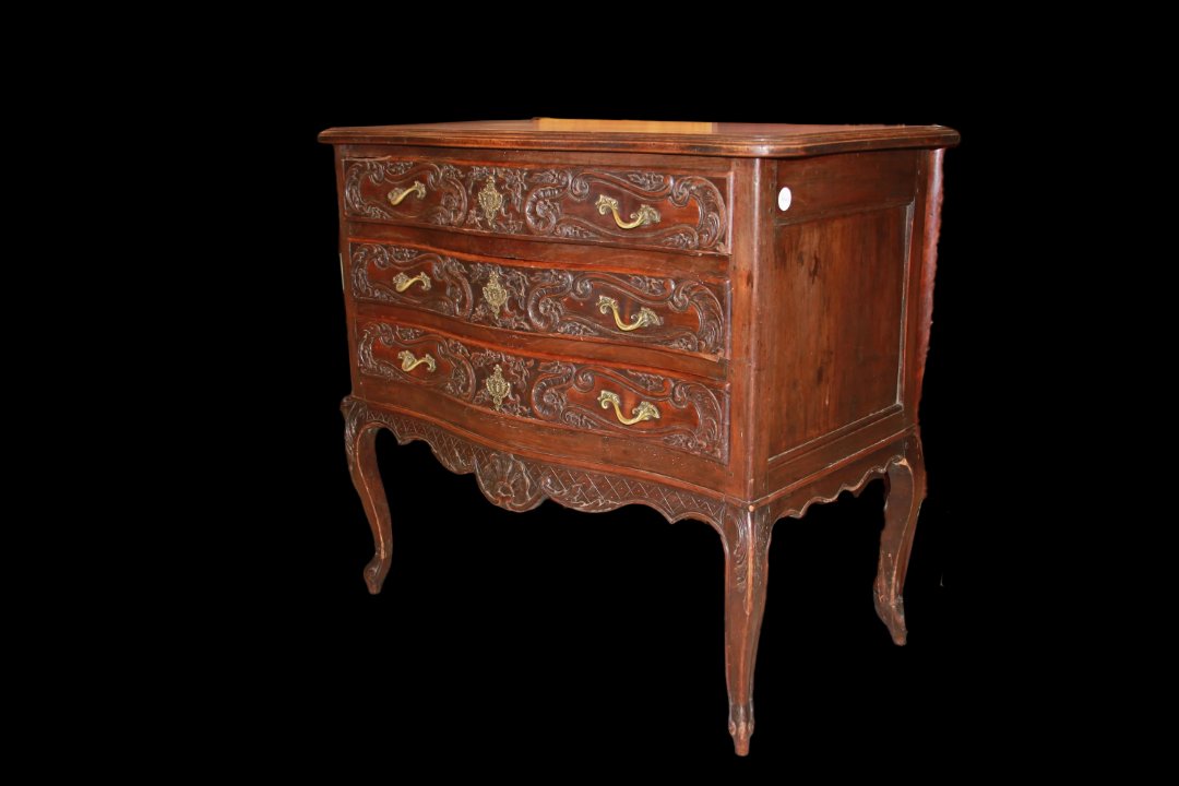 Piccolo cassettone francese a 3 cassetti, stile Provenzale, di metà 1800 in legno di noce-photo-3