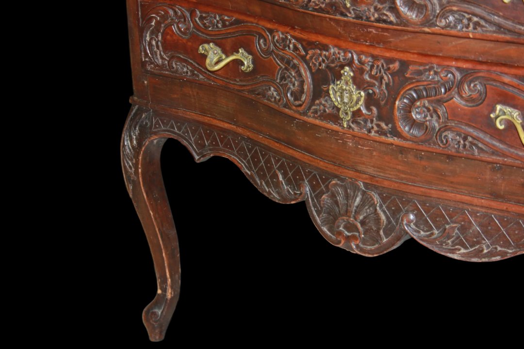 Piccolo cassettone francese a 3 cassetti, stile Provenzale, di metà 1800 in legno di noce-photo-4