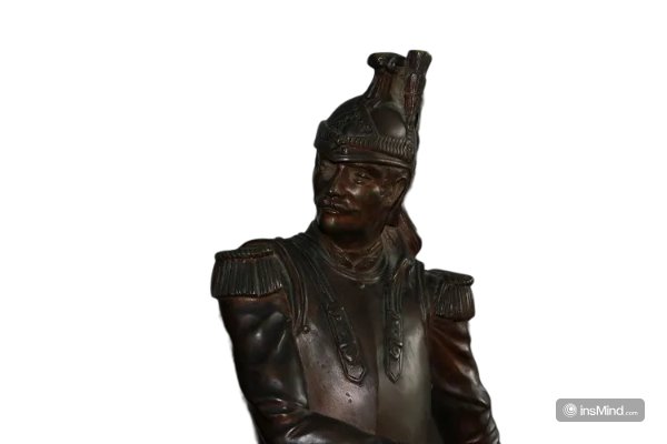 Scultura francese di metà 1800 in bronzo raffigurante soldato Ufficiale Cavalleggero Dragone-photo-2