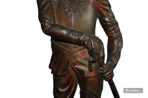 Scultura francese di metà 1800 in bronzo raffigurante soldato Ufficiale Cavalleggero Dragone-photo-4