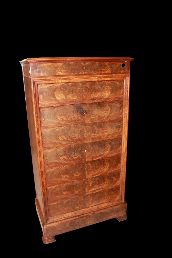 Secretaire francese della seconda metà del 1800, stile Luigi Filippo, in legno di mogano-photo-2