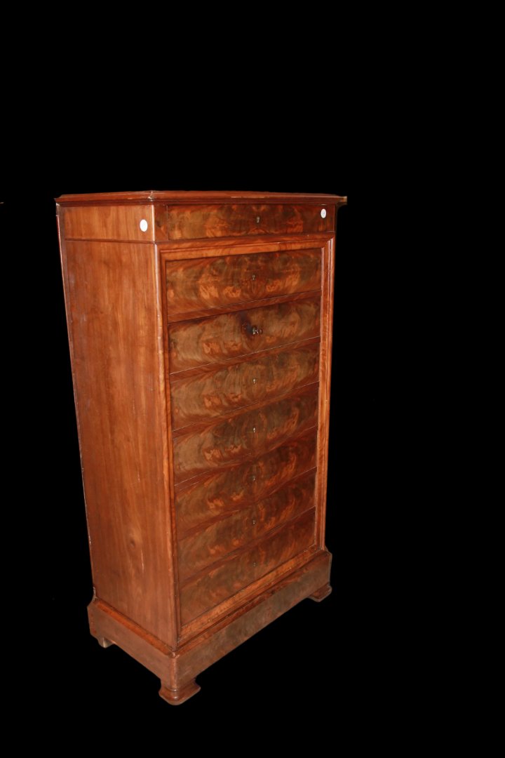 Secretaire francese della seconda metà del 1800, stile Luigi Filippo, in legno di mogano-photo-3