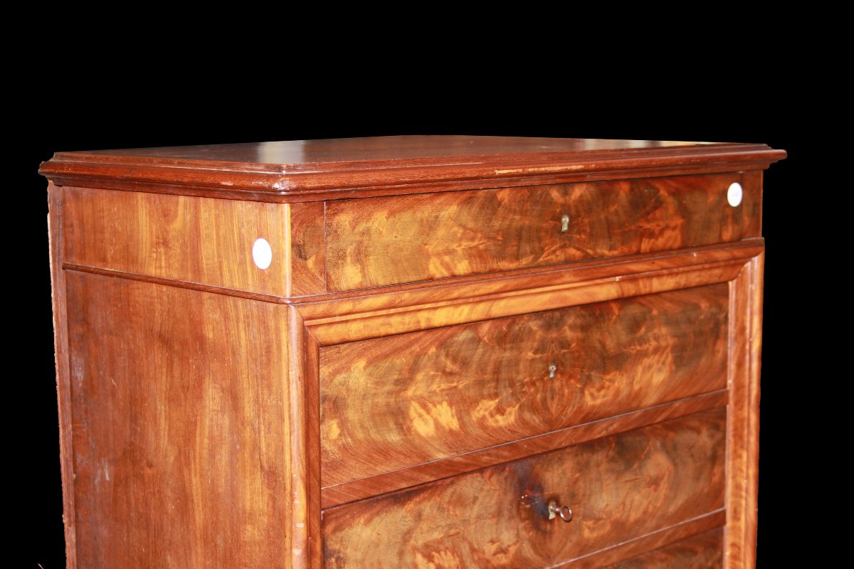 Secretaire francese della seconda metà del 1800, stile Luigi Filippo, in legno di mogano-photo-4