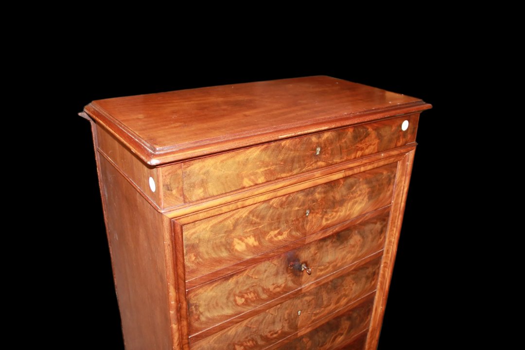 Secretaire francese della seconda metà del 1800, stile Luigi Filippo, in legno di mogano-photo-2